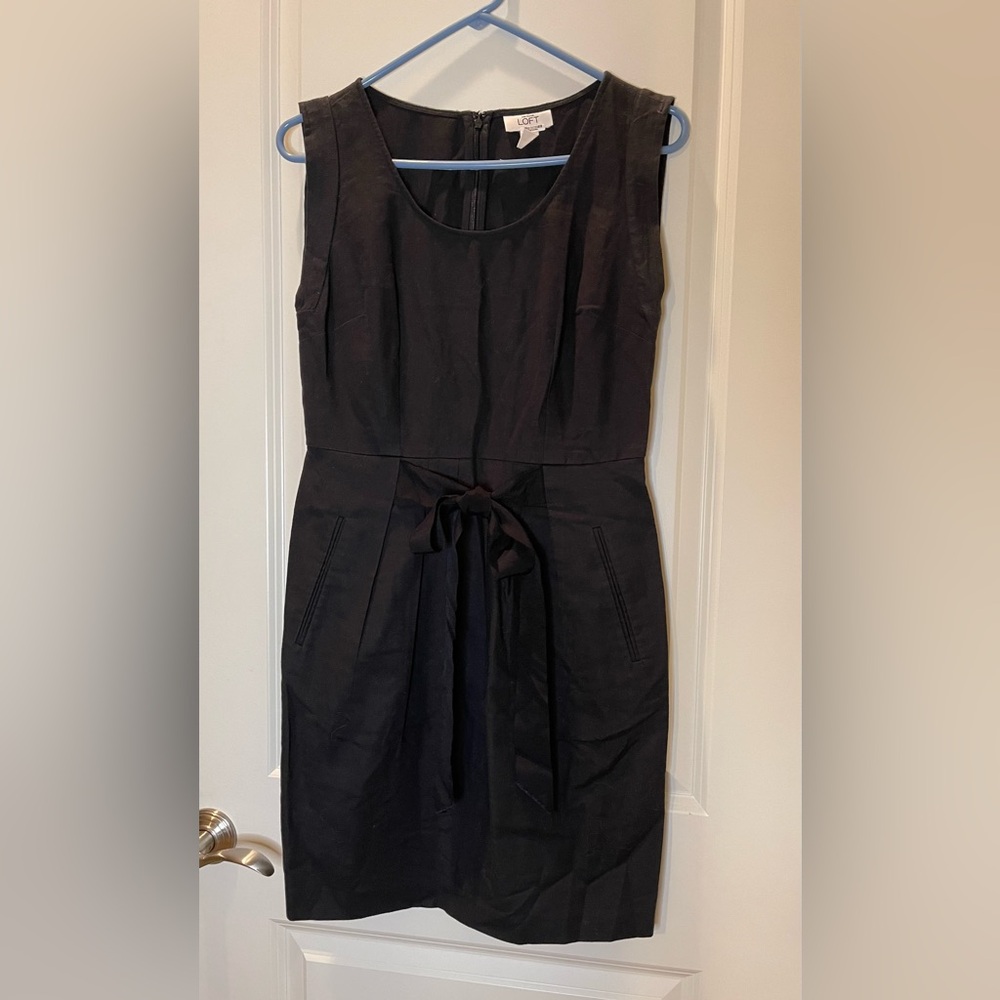 Loft Black Linen Blend Mini Dress Sleeveless Size 2